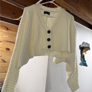 Urban Outfitters Cream V-Neck Sweater with Black Buttons
